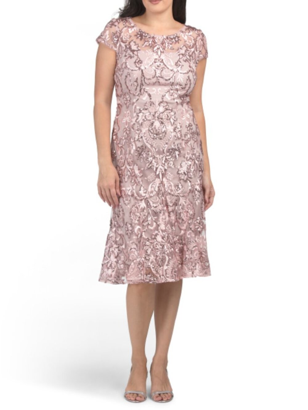 ALEX EVENINGS Embroidered Midi Fit And Flare Dress